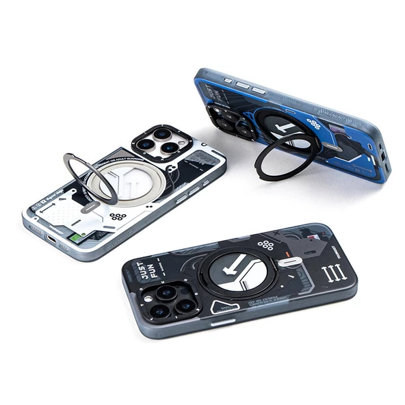 Youngkit Apple iPhone 15 Pro Max Kılıf Magsafe Şarj Özellikli Youngkit 360° Standlı Starship Serisi Kapak - Resim 7