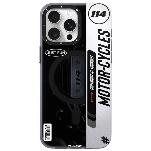 Youngkit Apple iPhone 15 Pro Kılıf Magsafe Şarj Özellikli Youngkit Motorcycle Legend Serisi Kapak - Resim 12