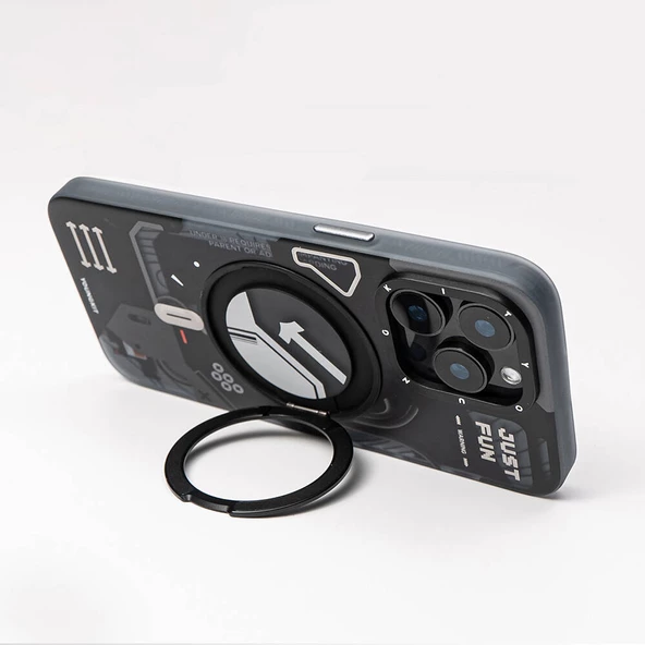 Youngkit Apple iPhone 15 Pro Kılıf Magsafe Şarj Özellikli Youngkit 360° Standlı Starship Serisi Kapak - Resim 9
