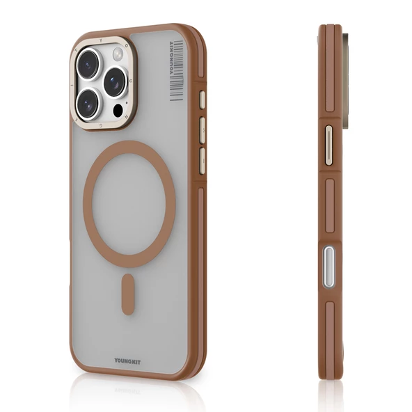 Youngkit Apple iPhone 16 Pro Kılıf Magsafe Şarj Özellikli Youngkit Rock Sand Serisi Kapak - Resim 7
