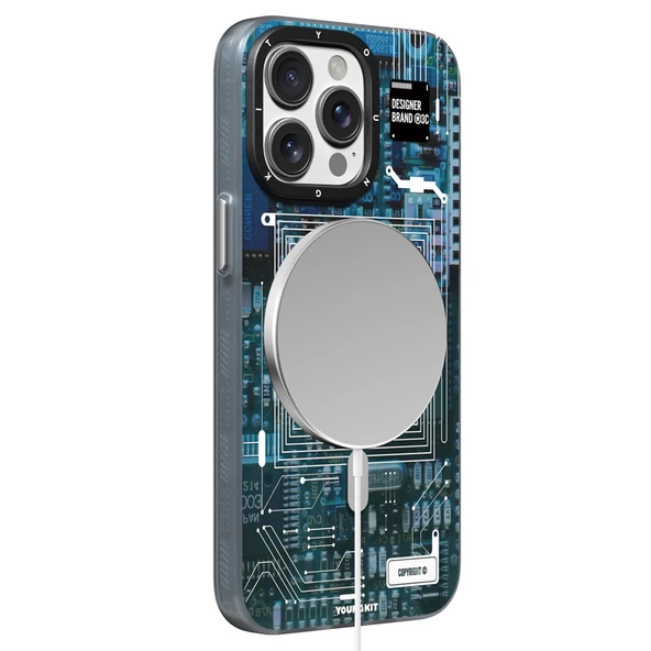 Youngkit Apple iPhone 14 Pro Kılıf Magsafe Şarj Özellikli Youngkit 360° Standlı Technology Serisi Kapak - Resim 10