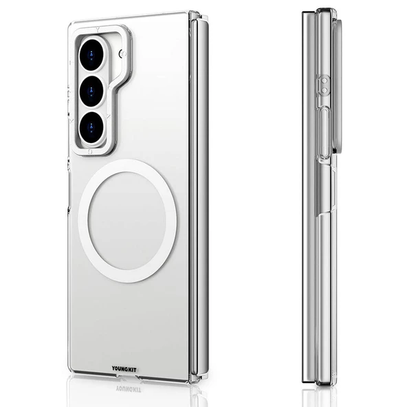 Youngkit Galaxy Z Fold 6 Kılıf Magsafe Şarj Özellikli Şeffaf Youngkit Crystal Shield Serisi Kapak - Resim 7