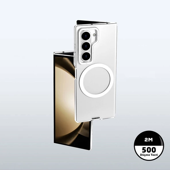 Youngkit Galaxy Z Fold 6 Kılıf Magsafe Şarj Özellikli Şeffaf Youngkit Crystal Shield Serisi Kapak - Resim 6