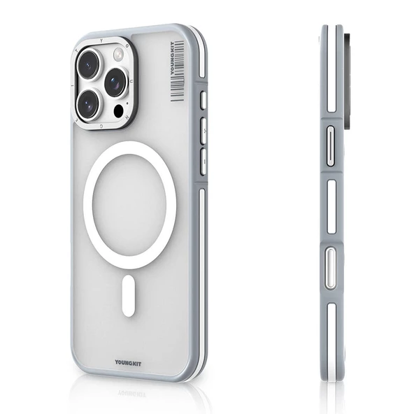 Youngkit Apple iPhone 16 Pro Kılıf Magsafe Şarj Özellikli Youngkit Rock Sand Serisi Kapak - Resim 3
