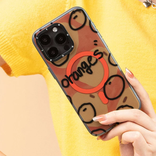 Youngkit Apple iPhone 14 Pro Max Kılıf Magsafe Şarj Özellikli Bee Brown Tasarımlı Youngkit Funny Serisi Kapak - Resim 6