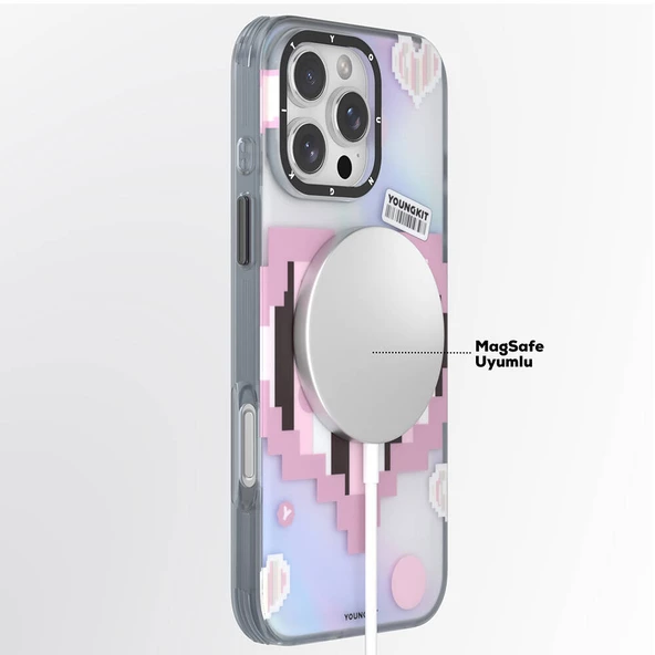 Youngkit Apple iPhone 16 Pro Kılıf Magsafe Şarj Özellikli Youngkit Love Serisi Kapak - Resim 10