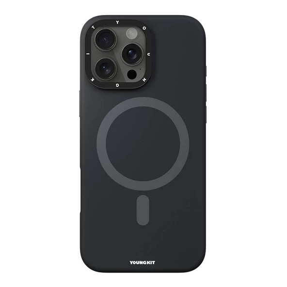 Youngkit Apple iPhone 16 Pro Max Kılıf Magsafe Şarj Özellikli Kamera Standlı Youngkit Bitty Cream Kapak - Resim 4