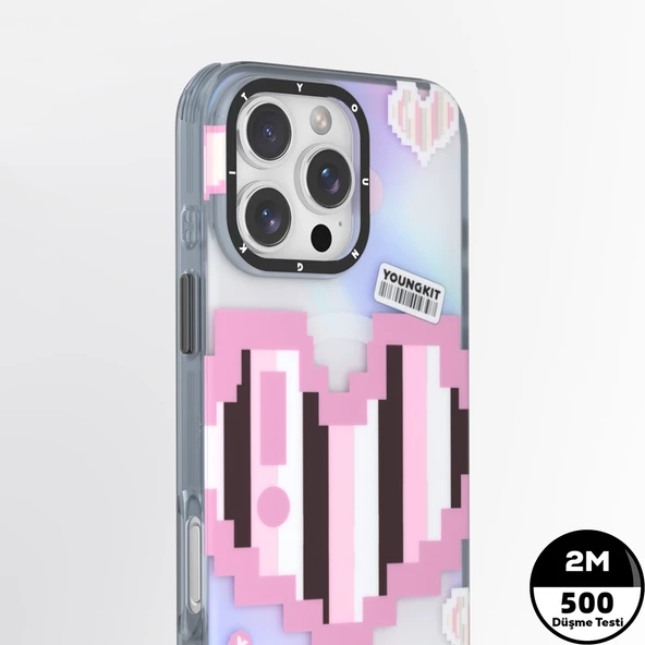 Youngkit Apple iPhone 15 Pro Kılıf Magsafe Şarj Özellikli Youngkit Love Serisi Kapak - Resim 6