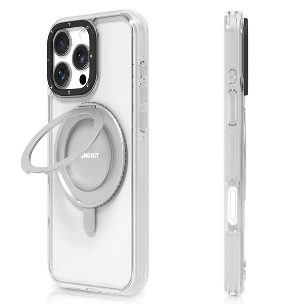 Youngkit Apple iPhone 16 Pro Kılıf Magsafe Şarj Özellikli Parmak Ring Standlı Youngkit Pivot Serisi Kapak - Resim 8