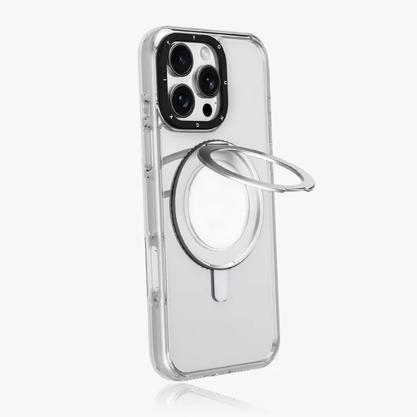 Youngkit Apple iPhone 16 Kılıf Magsafe Şarj Özellikli Parmak Ring Standlı Youngkit Pivot Serisi Kapak - Resim 5