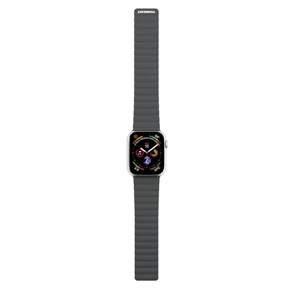 Youngkit Apple Watch 44mm Kordon Youngkit Classical Magnetik Tak Çıkar Silikon Strap Kayış - 5