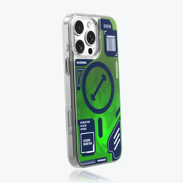 Youngkit Apple iPhone 16 Pro Kılıf Magsafe Şarj Özellikli Parlak Kumlu Sıvılı Tasarımlı Galaxy Fantasy Serisi Kapak - Resim 3