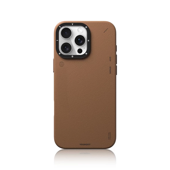 Youngkit Apple iPhone 15 Pro Kılıf Magsafe Şarj Özellikli Basit Mat Deri Desenli Youngkit Tech Fashion Serisi Kapak - Resim 4