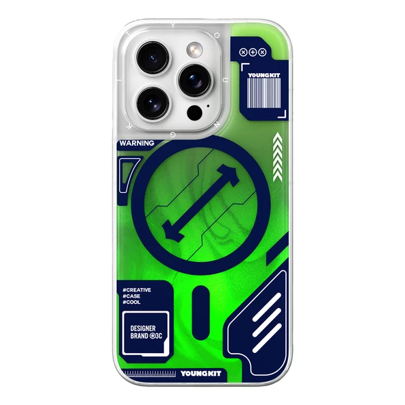 Youngkit Apple iPhone 16 Pro Kılıf Magsafe Şarj Özellikli Parlak Kumlu Sıvılı Tasarımlı Galaxy Fantasy Serisi Kapak - Resim 5