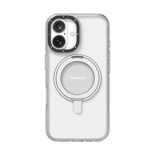 Youngkit Apple iPhone 16 Kılıf Magsafe Şarj Özellikli Parmak Ring Standlı Youngkit Pivot Serisi Kapak - Resim 3