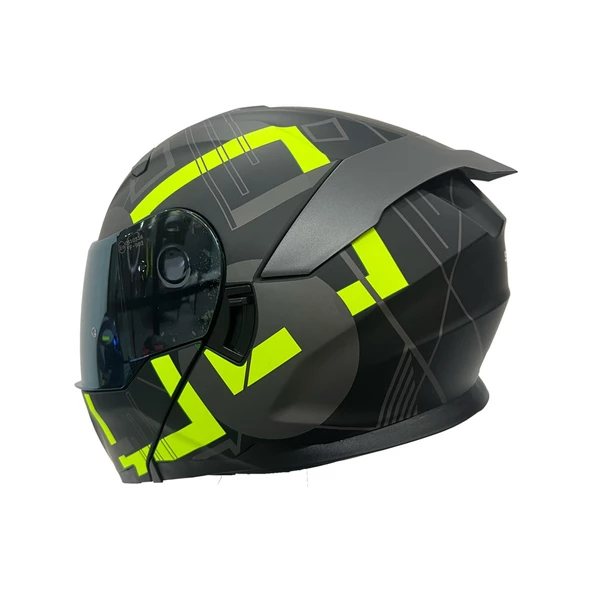 Sway 912 Full Face Aynalı Vizör Çene Açılır Motosiklet Kaskı M Beden A1 Yellow+1Şeffaf Vizör Hediye - 10