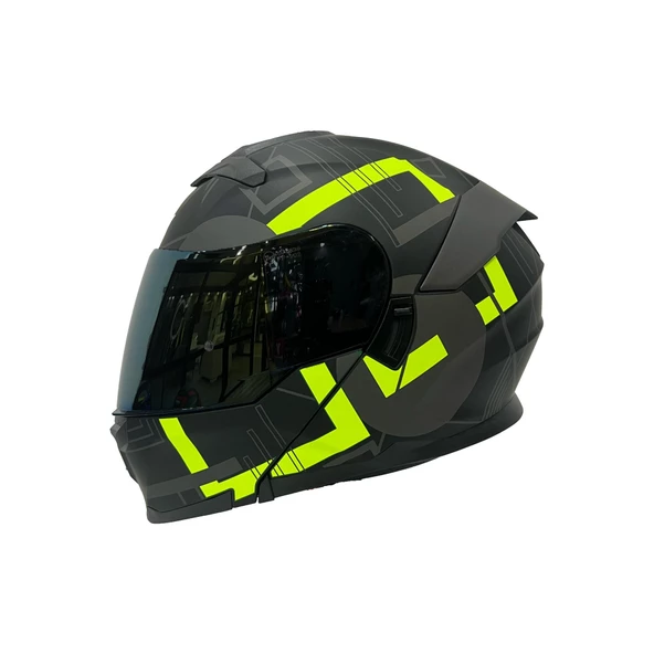 Sway 912 Full Face Aynalı Vizör Çene Açılır Motosiklet Kaskı M Beden A1 Yellow+1Şeffaf Vizör Hediye - 7