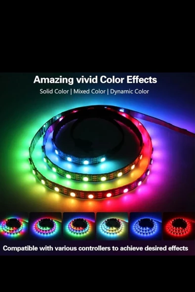 WS2812B   Kumandalı / Tak çalıştır Adreslenebilir şerit led - 8