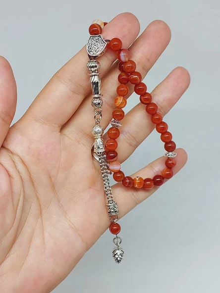 Akik Taşı 33lük Tesbih 6mm (7666) - Resim 5