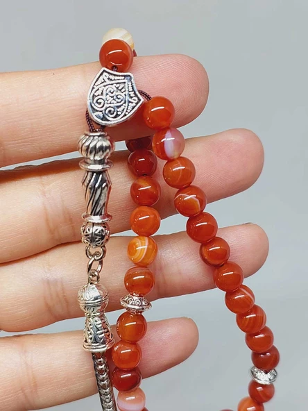 Akik Taşı 33lük Tesbih 6mm (7666) - Resim 2