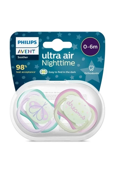 Philips Avent Ultra Air Gece Emziği 0-6 Ay 2'li Kız Scf376/19