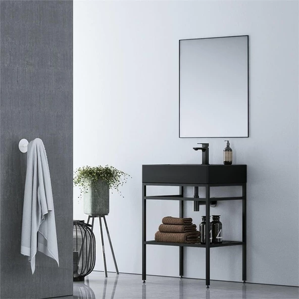 Orka Capetown 60 cm Siyah Banyo Dolabı Takımı