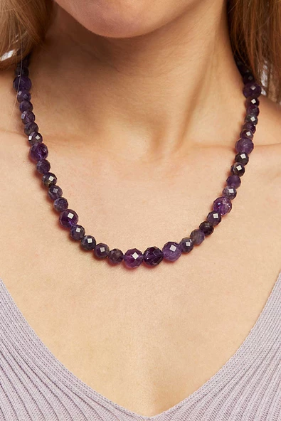 Parlayan Yıldızlar Serisi Ametist Taşı Tasarım Kolye - Resim 3