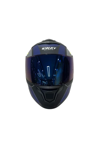 Sway 912 Full Face İridyum Vizör Çene Açılır Motosiklet Kaskı M Beden B1 Blue+1 Şeffaf Vizör Hediye - 8