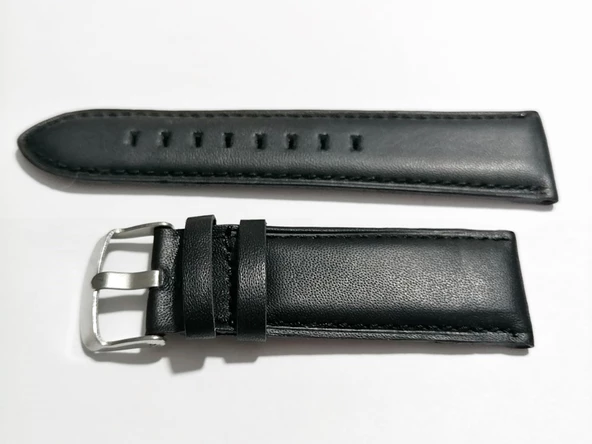 Fado&Her Saate Uyumlu Hakiki Siyah Düz  Deri Saat Kordonu 22  mm  (58 ) - Resim 2