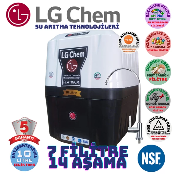 LG Chem PLATİNUM BEYAZ SİYAH 10 LİTRE 7 FİLTRE 14 AŞAMA SU ARITMA CİHAZI ürün görseli