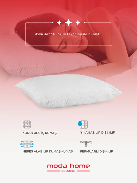 Moda Home Bedding 2 Adet snow kapitoneli microfiber antialerjik yastık 1100 gr - 2