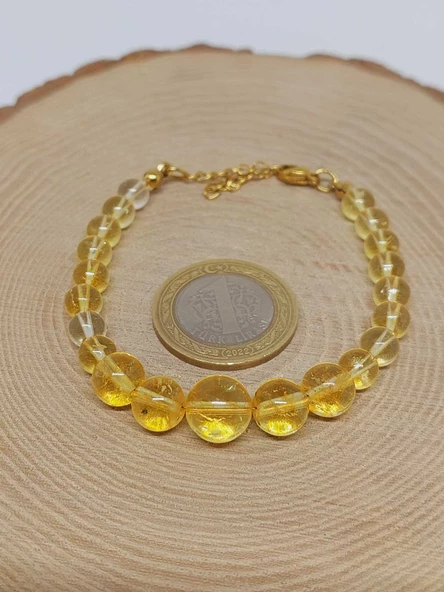 Galaksi Serisi Sitrin Taşı Tasarım Bileklik - Resim 5