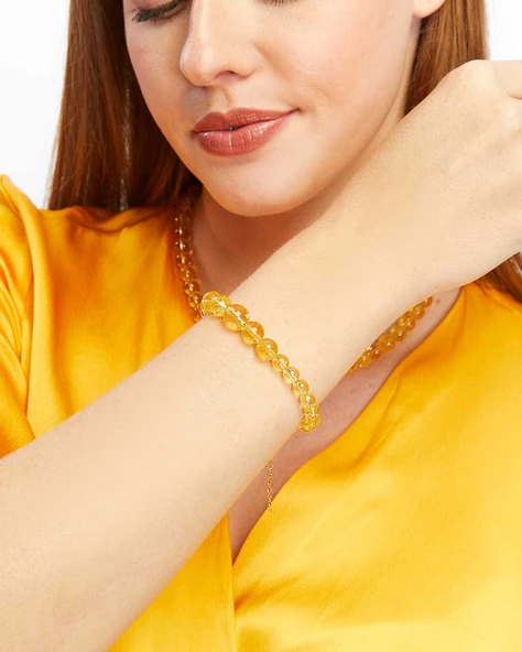 Galaksi Serisi Sitrin Taşı Kolye & Bileklik Seti - Resim 7