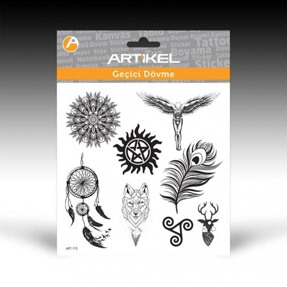 ART-115 Geçici Dövme,Geçici Tattoo 15,5x15,5 cm,Vücut Dövmesi,Kol Bilek Dövme,Boyun Dövme,Sırt Dövme - 2