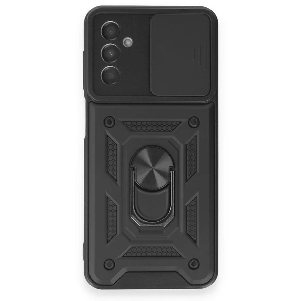 Smody Samsung Galaxy A14 4G İle Uyumlu Kılıf Kamera Korumalı Sürgülü Yüzüklü Standlı Tank - 3