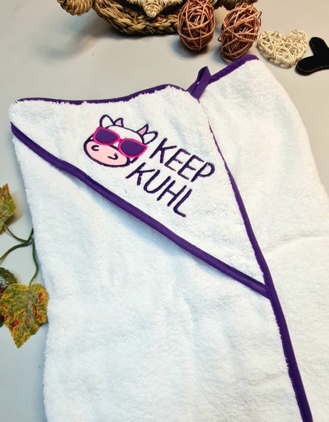 Bebekler İçin Pamuk İpliğinden Şapkalı Banyo Havlusu Beyaz - 2