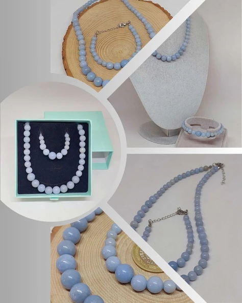 Galaksi Serisi Angelit Taşı Kolye & Bileklik Seti ürün görseli