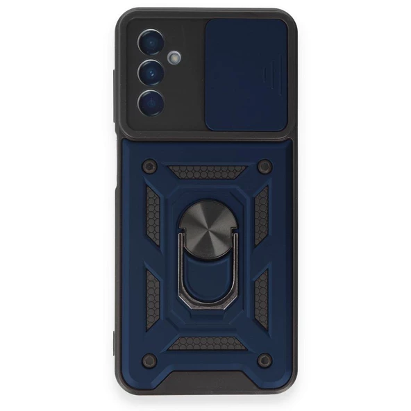 Smody Samsung Galaxy A14 4G İle Uyumlu Kılıf Kamera Korumalı Sürgülü Yüzüklü Standlı Tank - 2