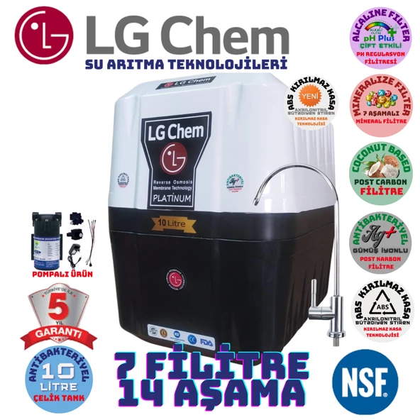 LG Chem PLATİNUM BEYAZ SİYAH  POMPALI 10 LİTRE 7 FİLTRE 14 AŞAMA SU ARITMA CİHAZI ürün görseli