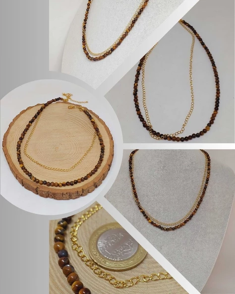 Kaplangözü Taşı 4mm Tasarım Çelik Kolye (54600) ürün görseli