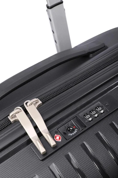 Pierre Cardin Büyük Boy %100 Polipropilen Valiz Siyah 04PC7060 - Resim 7