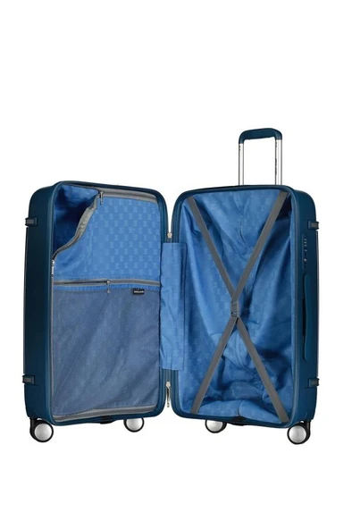 Pierre Cardin Büyük Boy %100 Polipropilen Valiz Petrol 04PC7070 - Resim 4