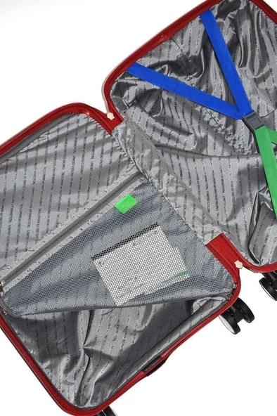 Benetton Orta Boy %100 Polipropilen Valiz Kırmızı Bnt1000 - Resim 6