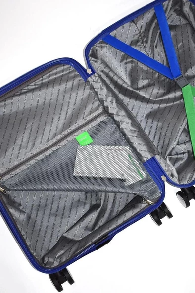 Benetton Büyük Boy %100 Polipropilen Valiz Mavi Bnt1000 - Resim 3