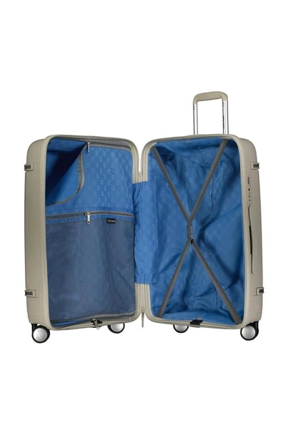 Pierre Cardin Orta Boy %100 Polipropilen Valiz Gri 04PC7070 - Resim 4