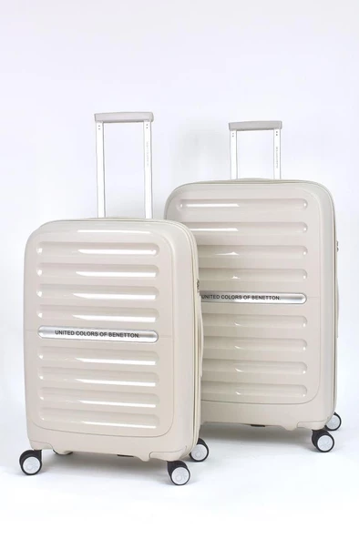 Kırılmaz Polipropilen 2'li Valiz Seti Büyük Boy - Orta Boy Bej BNT1000 ürün görseli 1