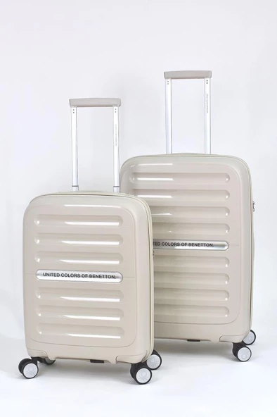 Kırılmaz Polipropilen 2'li Valiz Seti Orta Boy - Kabin Boy Bej BNT1000 ürün görseli