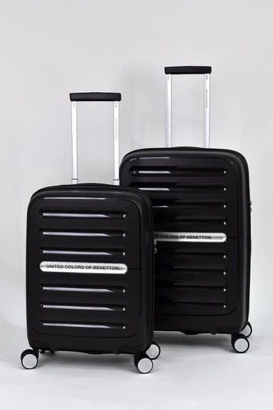 Kırılmaz Polipropilen 2'li Valiz Seti Orta Boy - Kabin Boy Siyah BNT1000 ürün görseli 1