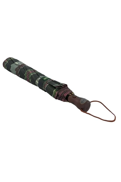 April Lüx Şemsiye Kahve Yeşil Çizgili Ekose Desenli 32-L - 3