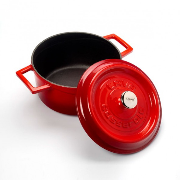 Lava Döküm Yuvarlak Tencere. Trendy 20Cm. - Kırmızı